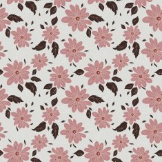 vector seamless pattern with flowers swirls and leaf