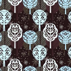 Seamless pattern with winter trees