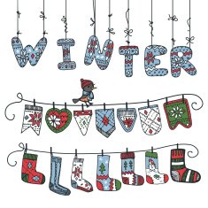 Winter knitted letters checkbox socks