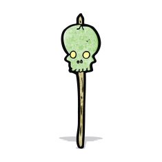 cartoon skull on spike
