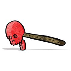 cartoon skull on stick