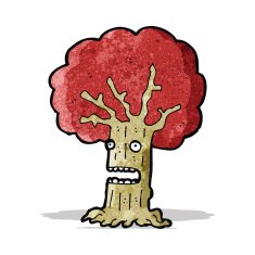 cartoon frightened tree