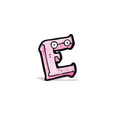 cartoon letter e with eyes