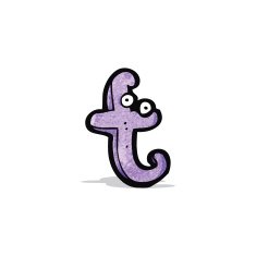 cartoon letter t with eyes