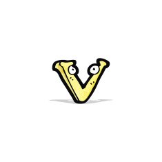cartoon letter v with eyes N2