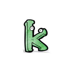cartoon letter k with eyes N2