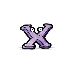 cartoon letter x with eyes N2