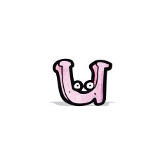 cartoon letter u with eyes N2