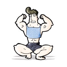 cartoon body builder posing