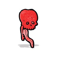 cartoon gross skull sticking out tongue