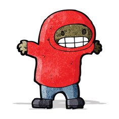 cartoon grinning boy in hooded sweatshirt