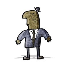 cartoon businessman shrugging shoulders