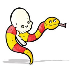 spooky snake and skull cartoon N2