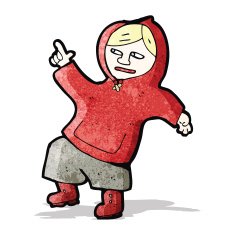 cartoon boy in hooded sweatshirt dancing