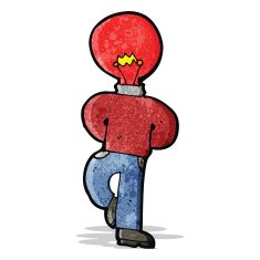 cartoon man with red light bulb head N2