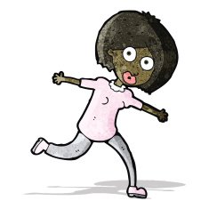 cartoon frigthened woman running
