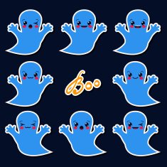 set of kawaii halloween ghosts