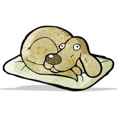 cartoon dog on bed