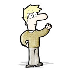 cartoon man with big nose waving N2