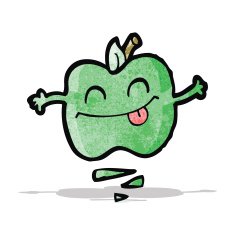 cartoon happy jumping apple