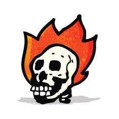 Cartoon Flaming Skull N14