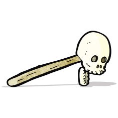 gross skull on stick cartoon N2