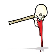 gross skull on stick cartoon N3