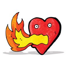 cartoon fire breathing heart