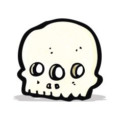 cartoon three eyed alien skull