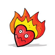 flaming heart cartoon character