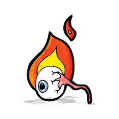 cartoon burning eyeball