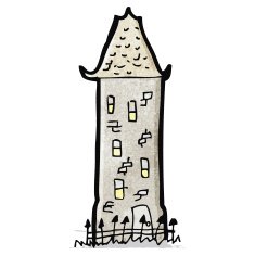 cartoon tall old house