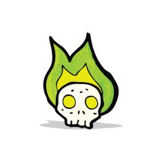 flaming spooky skull cartoon N3