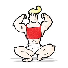 cartoon body builder man