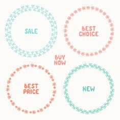Set of badges and elements Sale tag Doodle frames Lettering