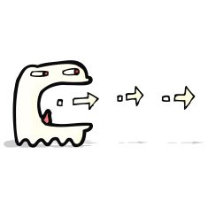 cartoon ghost with arrows
