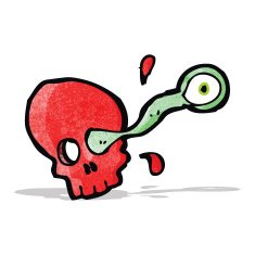 cartoon skull with gross eyeball
