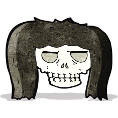 cartoon skull with hair