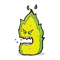 cartoon green fire monster N3