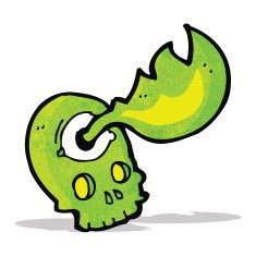cartoon spooky magical skull