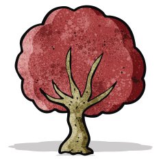 cartoon tree with red leaves N2