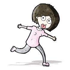 cartoon woman running away