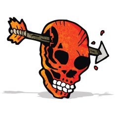 cartoon arrow through skull