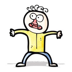 cartoon frightened man