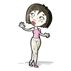 cartoon careful woman