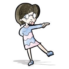 cartoon clever girl in glasses