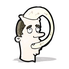 cartoon man eating his words