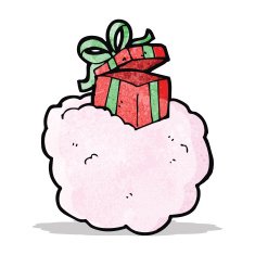cartoon gift on cloud