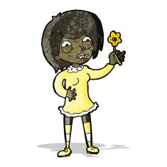 cartoon proud woman with plant