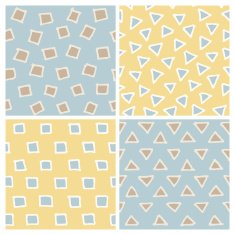 Cute Hand Drawn Seamless Patterns Set squares and triangles